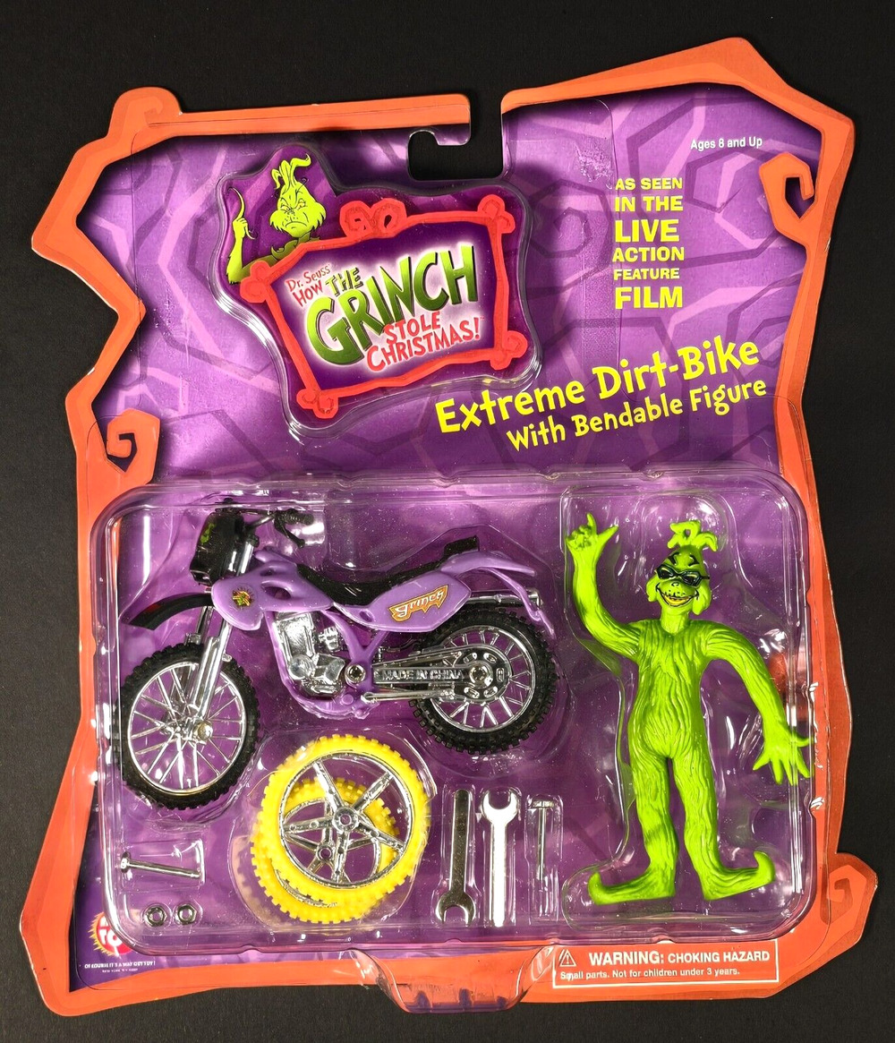 VTG Dr. Seuss How The Grinch Stole Christmas Extreme Dirt Bike Bendable Figure